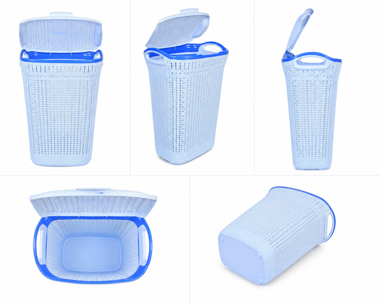 New knit Laundry Basket Plastic Mesh Dustbin for Kitchen Decent Design For Washing Clothes