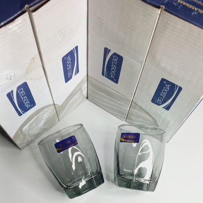 Delisoga Glassware Smoky Grey Hexagonal Tumbler Glasses Set