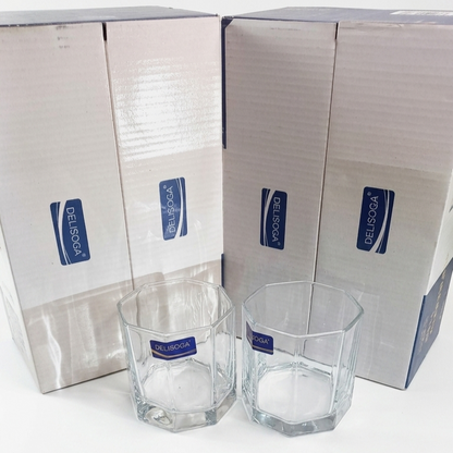 Delisoga Glassware Hexagonal Juice & Water Glasses (330ml, 6-Piece Set)