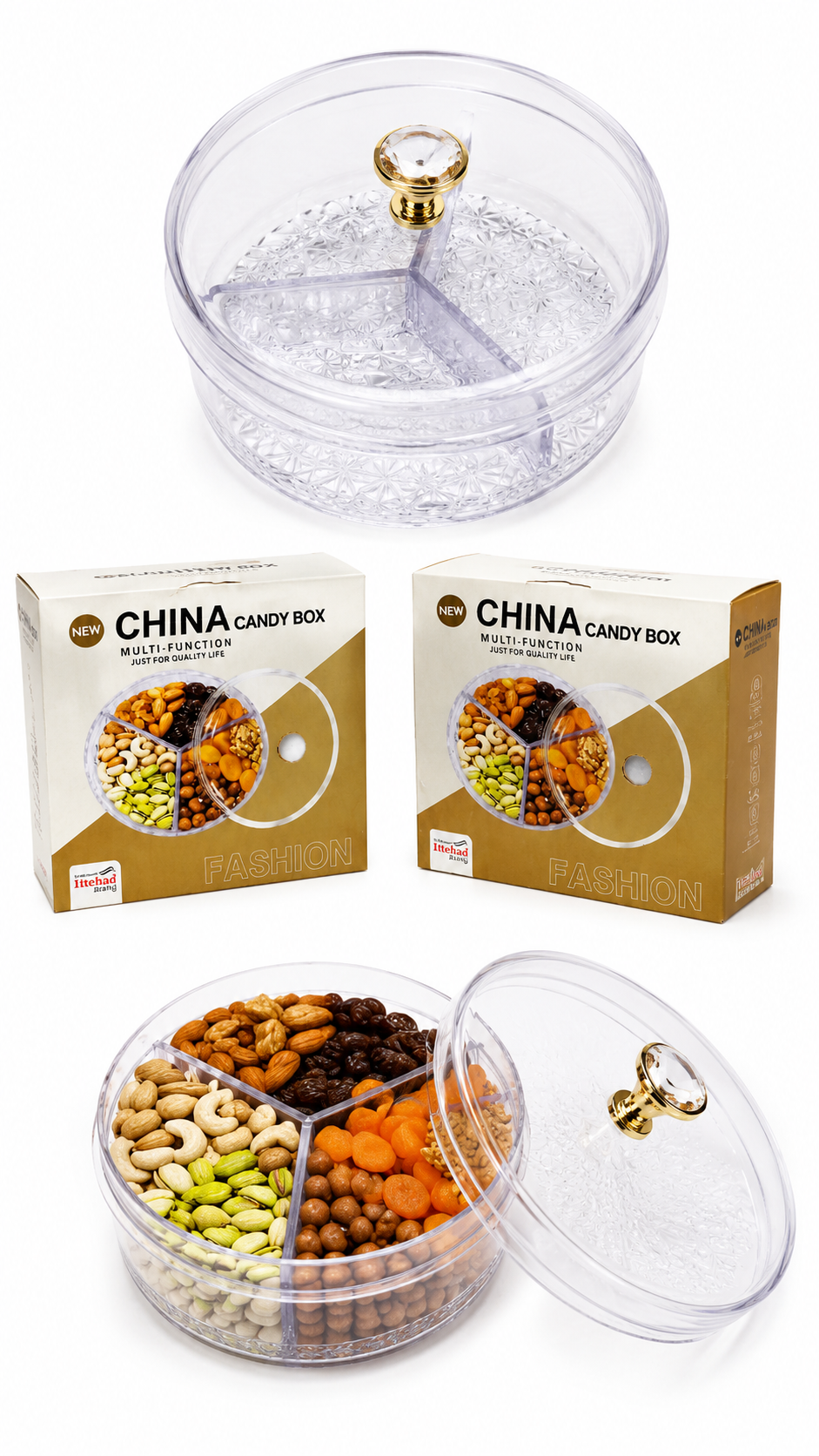 Premium Multi-Section Candy & Dry Fruit Storage Box – 5 Compartments