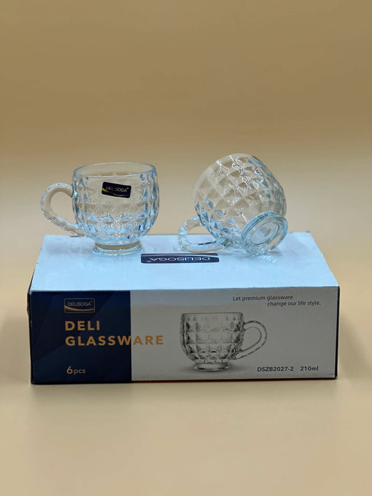 6 Pcs DELISOGA Fine Textured Glass Cups ☕️