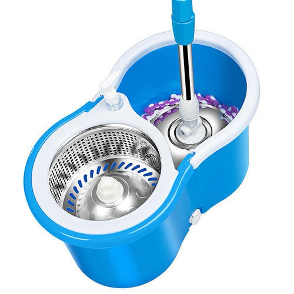 360 Rotating Spin Mop System with Stainless Steel Wringer Bucket3
