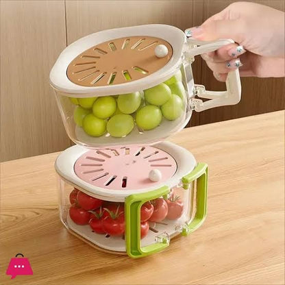 Fruit & Vegetable Drain Basket | Fruit Washing Basket With Lid Portable | Kitchen Storage Box and Container